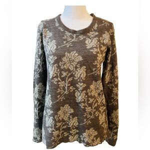 cocogio sweater Italy Acrylic Wool Blend Women Earth Tone Winter Floral Sz M